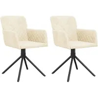 vidaXL Chaise de salle à manger 2 pcs. Pivotantes Crème Velours