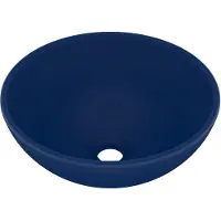 vidaXL Lavabo de luxe Rond Mat Bleu foncé 32,5x14 cm Céramique