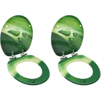 vidaXL Sièges de toilette Couvercle Soft-Close 2 pcs. MDF Vert Goutte d'eau