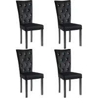 vidaXL Chaise de salle à manger 4 pcs. noir velours