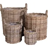 House Nordic Caor Planters - Set of 4 Natural Kubu Rattan