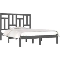 vidaXL Lit en bois massif pin gris 200x200 cm