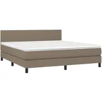 vidaXL Lit Boxspring avec matelas & LED Taupe 160x200 cm Tissu