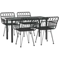 vidaXL Ensemble de jardin 5 pièces noir Poly rotin