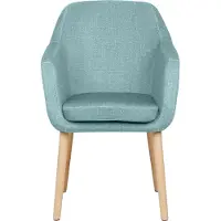 Beliani Chaise de salle à manger en velours bleu pieds en bois avec accoudoirs style classique cuisine salle à manger