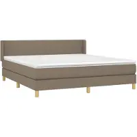 vidaXL Lit boxspring avec matelas Taupe 180x200 cm Tissu