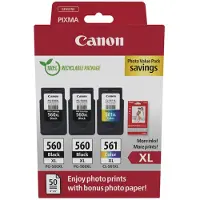 Canon PG-560 + PG-560 + PG-561 photo value pack (PG-560XL) - Noir + 3 couleurs - Cartouche d'encre - Multipack