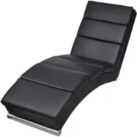 vidaXL Chaise longue Noir Similicuir