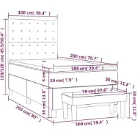 vidaXL Lit boxspring avec matelas brun foncé 100x200 cm Tissu