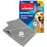 Vileda Serviette microfibre Pet Pro XL (grise, taille XL, 65 x 100cm), Ustensiles de nettoyage, Gris