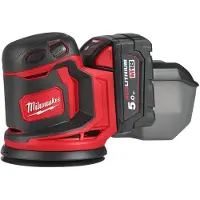 Milwaukee M18 BOS125-502B Set De Ponceuse Excentrique À Batterie Li-Ion (2x Batterie 5.0Ah) Dans Le Sac - 125mm