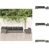 vidaXL Ensemble salon de jardin 6 pièces avec coussins Gris Poly rotin - Ensemble de meubles de jardin