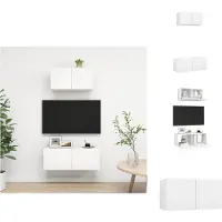 vidaXL Ensemble de 2 meubles TV Blanc Matériau dérivé du bois - Meubles TV