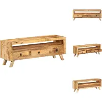 vidaXL Armoire TV 110x30x40 cm en bois massif de manguier - Meuble TV