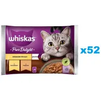 Whiskas Adult sachet 52x85g Fricasse de volaille nourriture humide pour chat en gelée avec : poulet, dinde