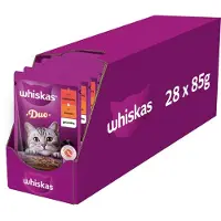 Whiskas Adult sachet 28x85 g nourriture humide pour chats en gelée avec du bœuf et de la volaille
