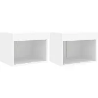 vidaXL - Tables de nuit - avec - LED - 2 - pièces - montage mural - blanc