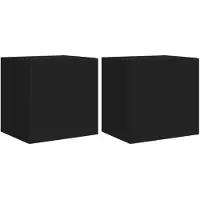 vidaXL Armoires TV murales avec lampes LED 2 pcs. noir 40,5x35x40 cm