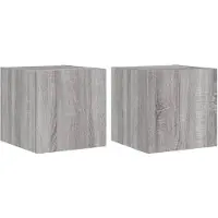 vidaXL Armoires TV murales avec lampes LED 2pcs Gris Sonoma 30,5x35x30cm