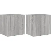 vidaXL Armoires TV murales avec lampes LED 2pcs Gris Sonoma 40,5x35x40cm