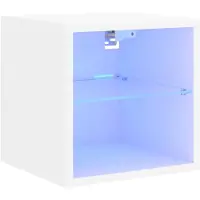 vidaXL Armoire TV murale avec lampes LED blanc 30x28,5x30 cm