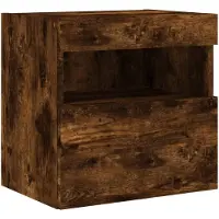 vidaXL Armoire TV murale avec lampes LED Chêne fumé 40x30x40 cm