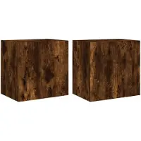 vidaXL Armoires murales TV 2 pcs. Chêne fumé 40,5x30x40 cm Matériau dérivé du bois