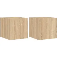 vidaXL Armoires TV murales avec lampes LED 2 pces Chêne Sonoma