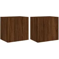 DKD Home Decor Armoires TV murales 2 pcs. Aspect chêne brun 40,5x30x40 cm