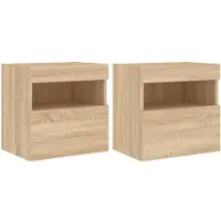 vidaXL Armoires TV murales avec lampes LED 2 pcs. chêne Sonoma 40x30x40cm