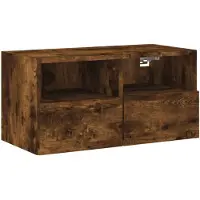 vidaXL Armoire TV murale chêne fumé 60x30x30 cm Bois composite