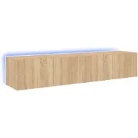 vidaXL Armoires TV murales avec lampes LED 2 pcs. chêne Sonoma 80x35x31cm