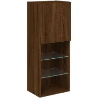 vidaXL Armoire TV avec lampes LED brun imitation chêne 40,5x30x102 cm