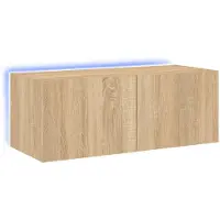 vidaXL Armoire TV murale avec lampes LED Chêne Sonoma 80x35x31 cm