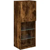 vidaXL Armoire TV avec lampes LED chêne fumé 40,5x30x102 cm