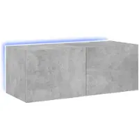 vidaXL Armoire TV murale avec lampes LED gris béton 80x35x31 cm