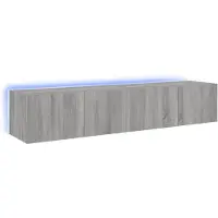 vidaXL Armoires TV murales avec lampes LED 2 pcs. Gris Sonoma 80x35x31 cm