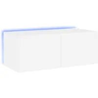 vidaXL Armoire TV murale avec lampes LED blanc 80x35x31 cm