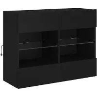 vidaXL Armoire TV murale avec lampes LED Noir 78,5x30x60,5 cm