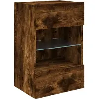 vidaXL Armoire TV murale avec lampes LED Chêne fumé 40x30x60,5 cm