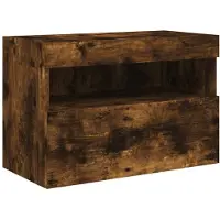 vidaXL Armoire TV murale avec lampes LED chêne fumé 60x30x40 cm