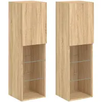 vidaXL Armoires TV avec lampes LED 2 unités Chêne Sonoma 30,5x30x102 cm