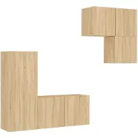 vidaXL Meuble-paroi 4 pièces chêne Sonoma bois composite