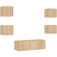 vidaXL Meuble TV 5 pièces avec lampes LED Chêne Sonoma