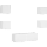 vidaXL Meuble TV 5 pièces avec lampes LED blanc