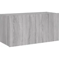 vidaXL Armoire TV murale avec lampes LED Gris Sonoma 80x35x41 cm