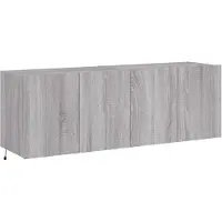 vidaXL Armoires TV murales avec lampes LED 2 pcs. Gris Sonoma 60x35x41 cm