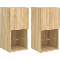 vidaXL Armoires TV avec lampes LED 2 unités Chêne Sonoma 30,5x30x60 cm