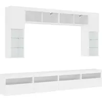 vidaXL Meuble TV 8 pièces avec lampes LED blanc