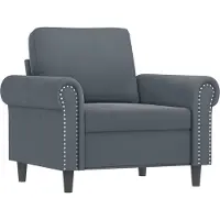 vidaXL Fauteuil avec pouf gris foncé 60 cm velours